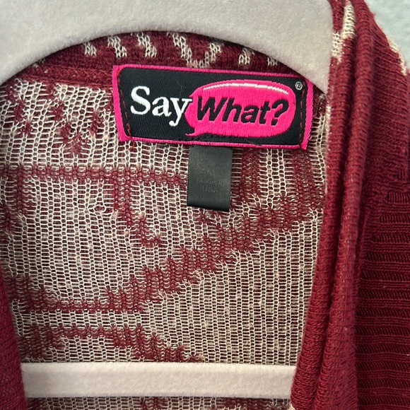 Say What? Burgundy Patterned Sweater - Picture 2 of 5